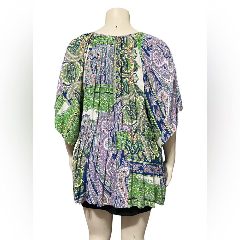 NWT Karen Kane Ruffle Hem Peasant Top Breezy Sleeves Boho-inspred - Picture 6 of 12